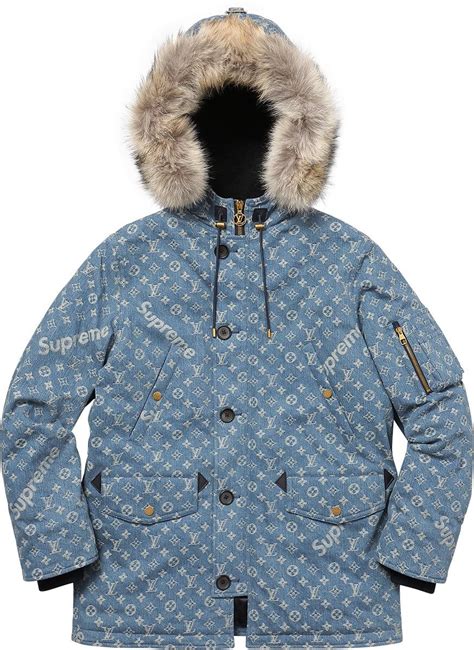 supreme louis vuitton parka blue